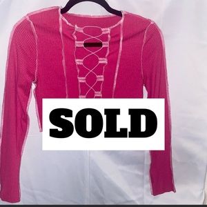Pink lace up Crop Top
